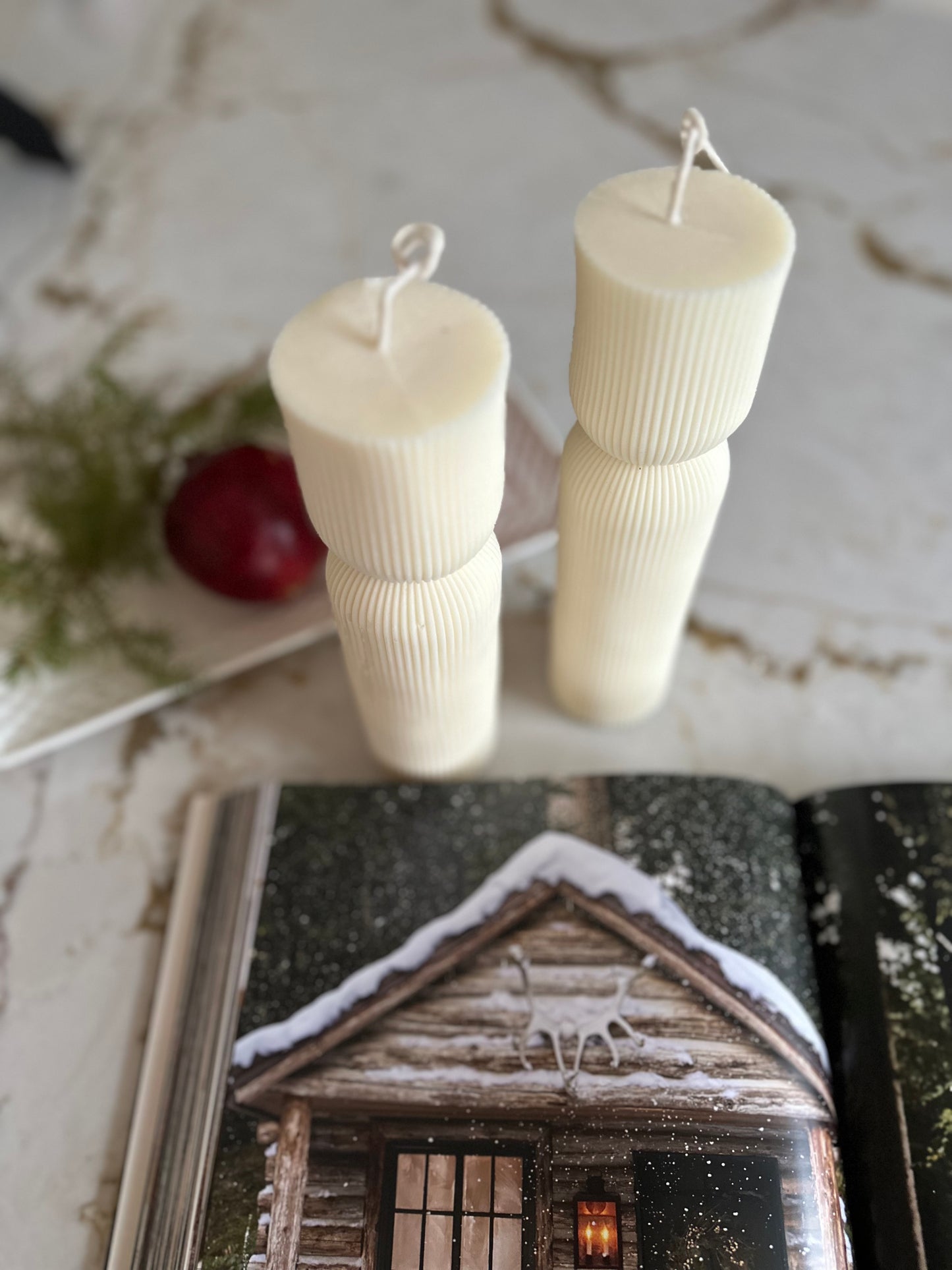 Ribbed Pillar Candle