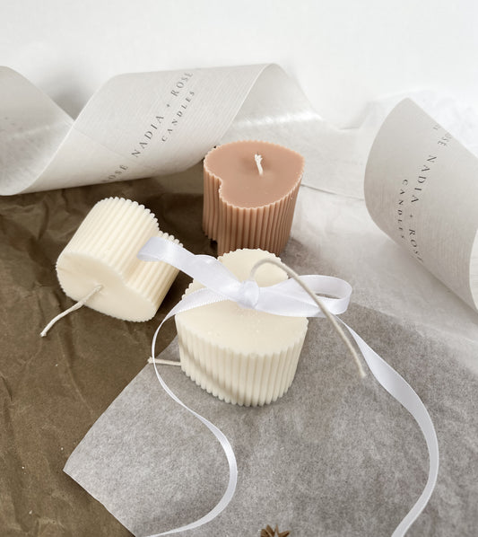Ribbed Heart Candle